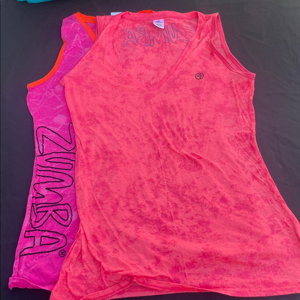Zumba Fitness Pink and Red Tank Tops